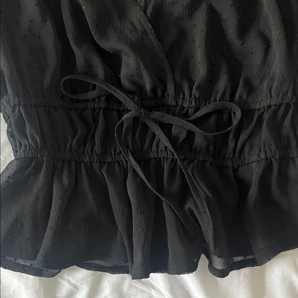 Forever 21 Black Sheer polka dot Top - Picture 5 of 7